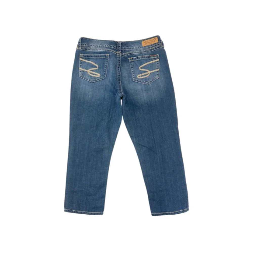 Seven7 Jeans Ankle Cropped Stretch Embroidered Pockets Blue Women’s Size 32